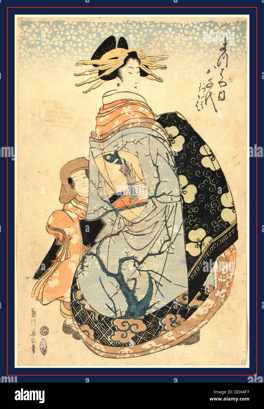 Matsubaya uchi Yachiyo, The courtesan Yachiyo of Matsuba-ya. [between 1809 and 1812], 1 print : woodcut, color ; 36 x 23.5 cm., Stock Photo