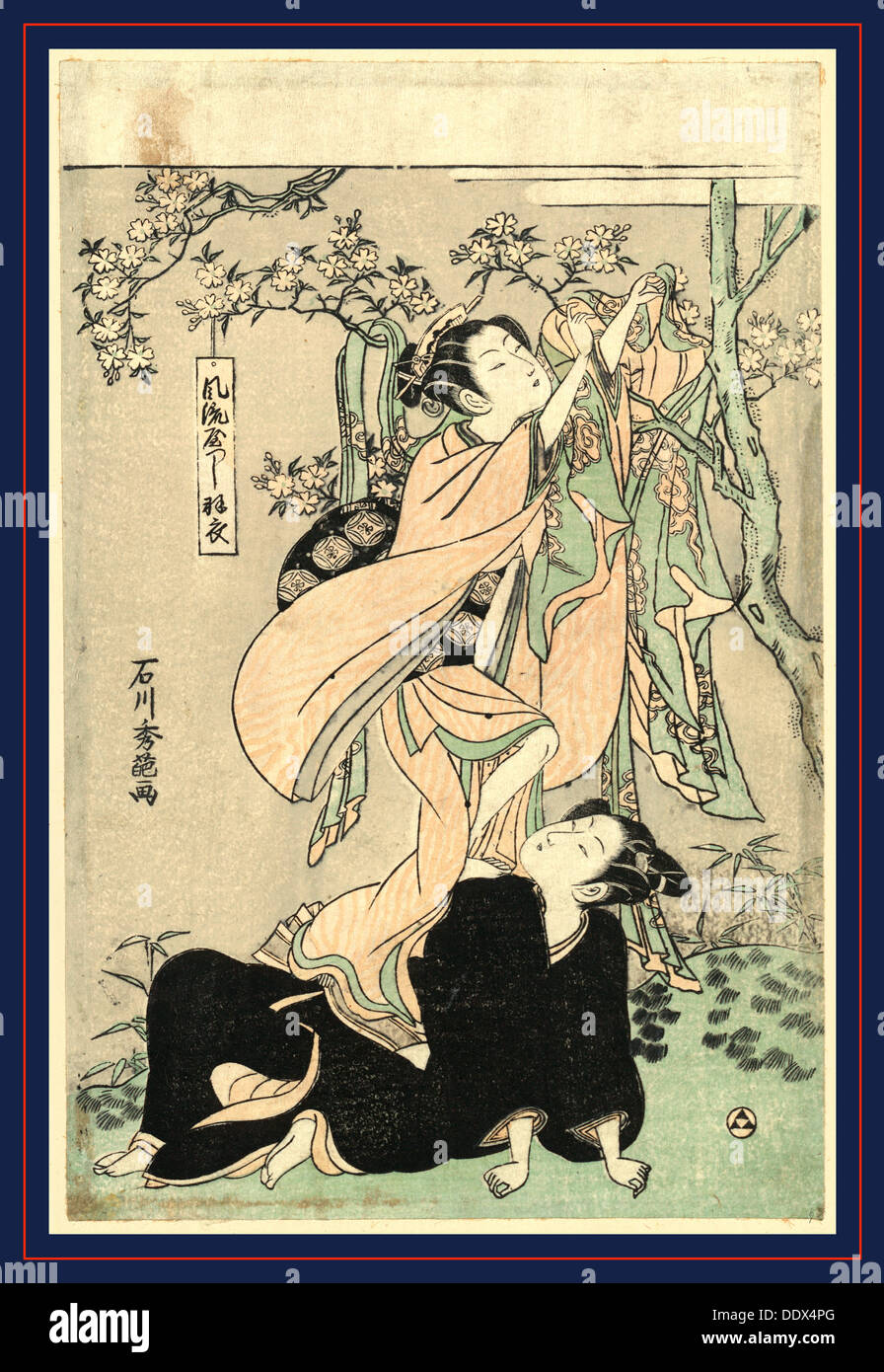 Furyu yastushi hagoromo, Updated version of Hagoromo. [between 1764 and 1772], 1 print : woodcut, color ; 25.7 x 16.8 cm., Stock Photo