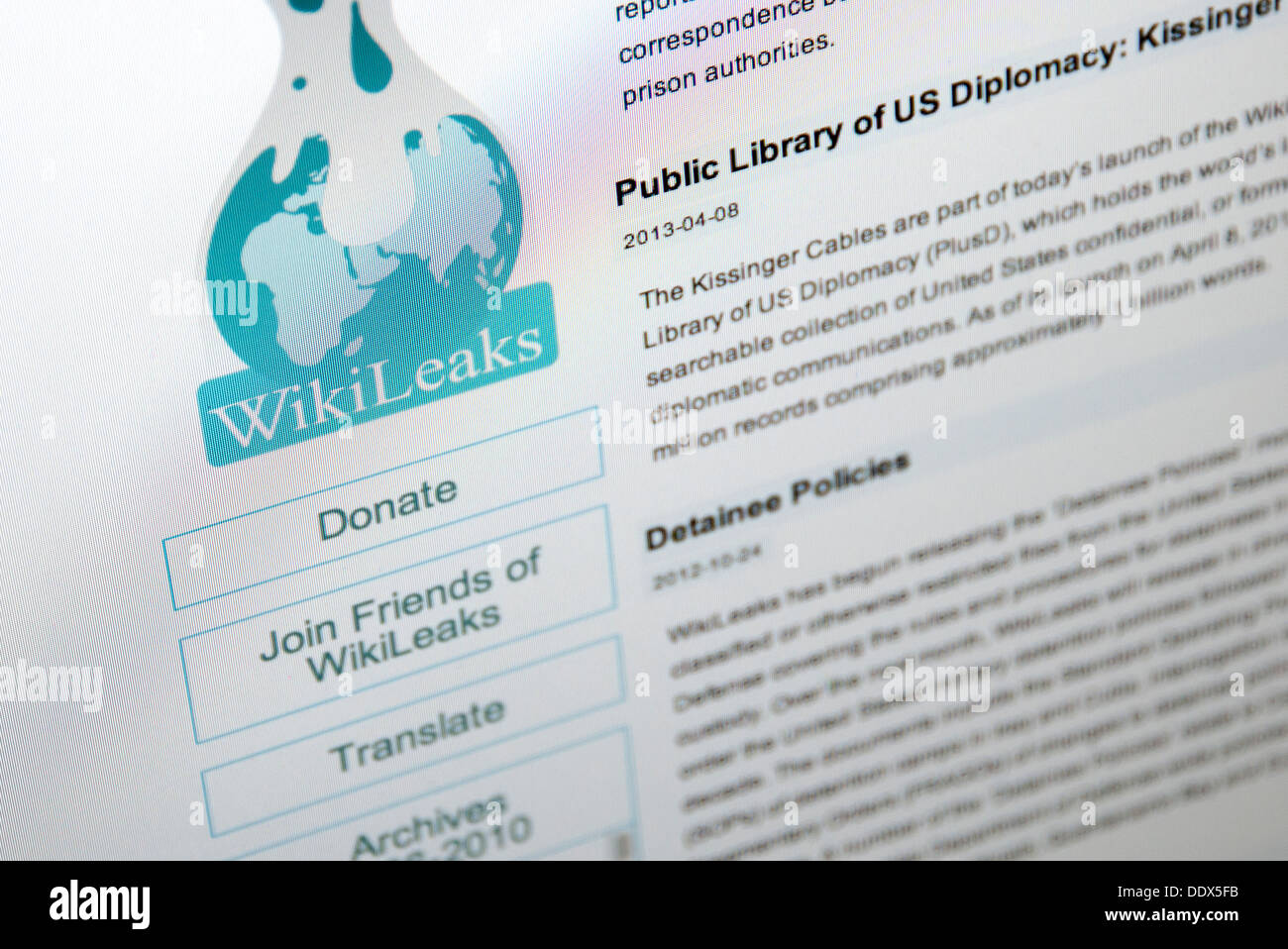 wikileaks website Stock Photo