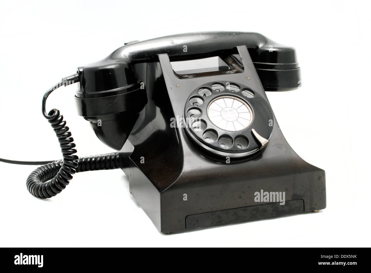 Traditional black dial style telephone Stock Photo - Alamy