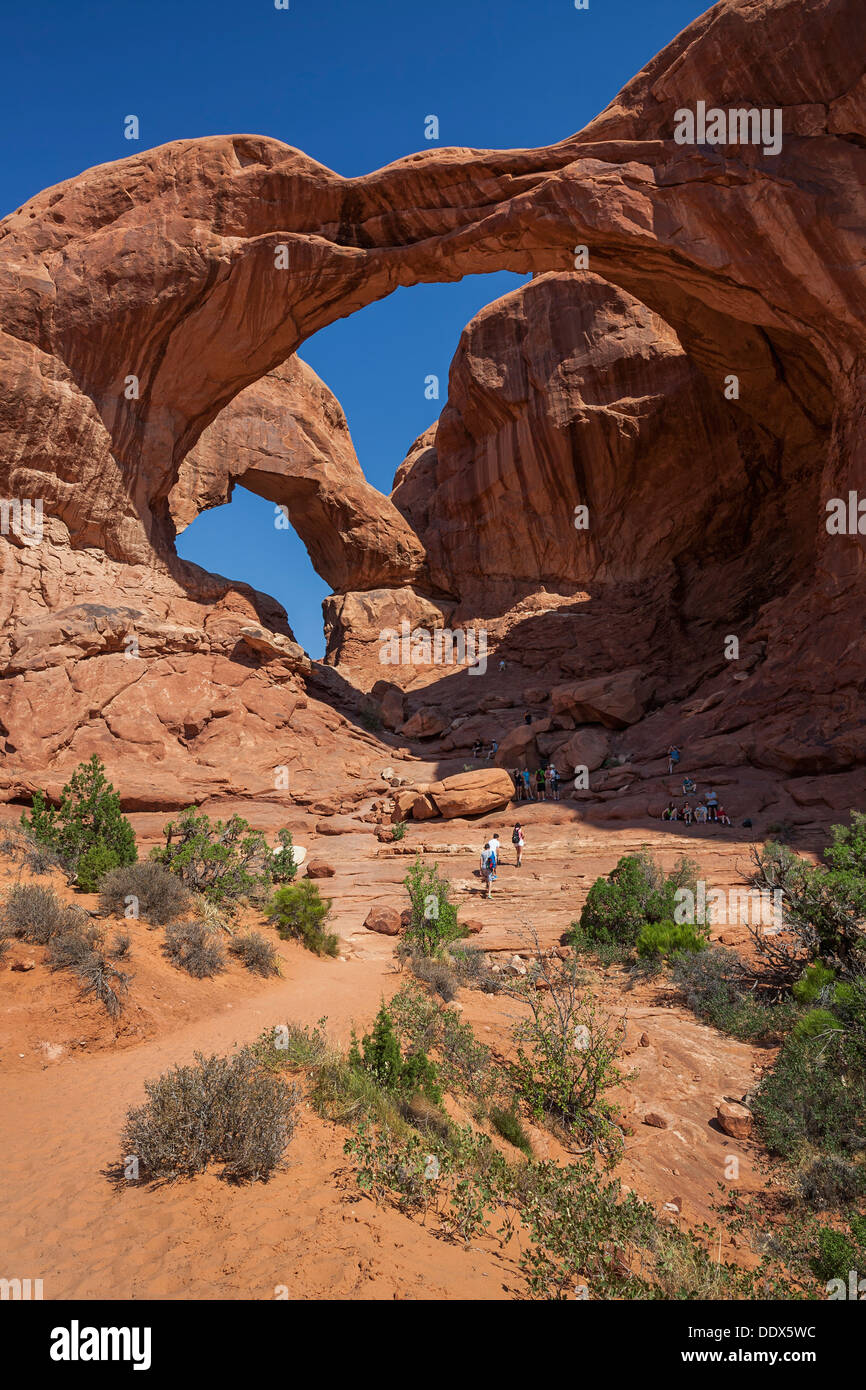 Double Arch, Arches National Park, Utah Stock Photo