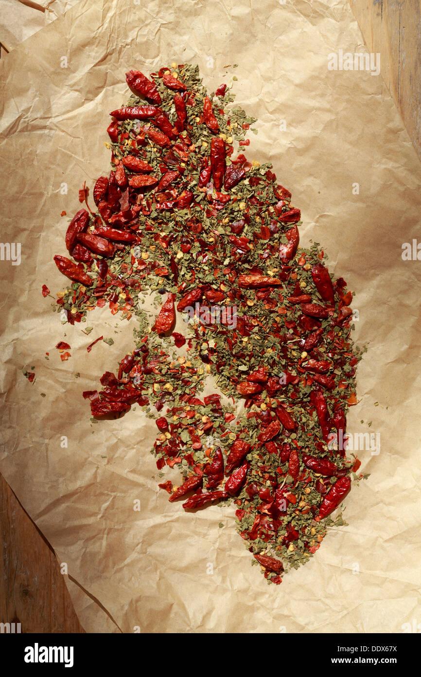 Ingredients for "Aglio olio e peperoncino" Stock Photo