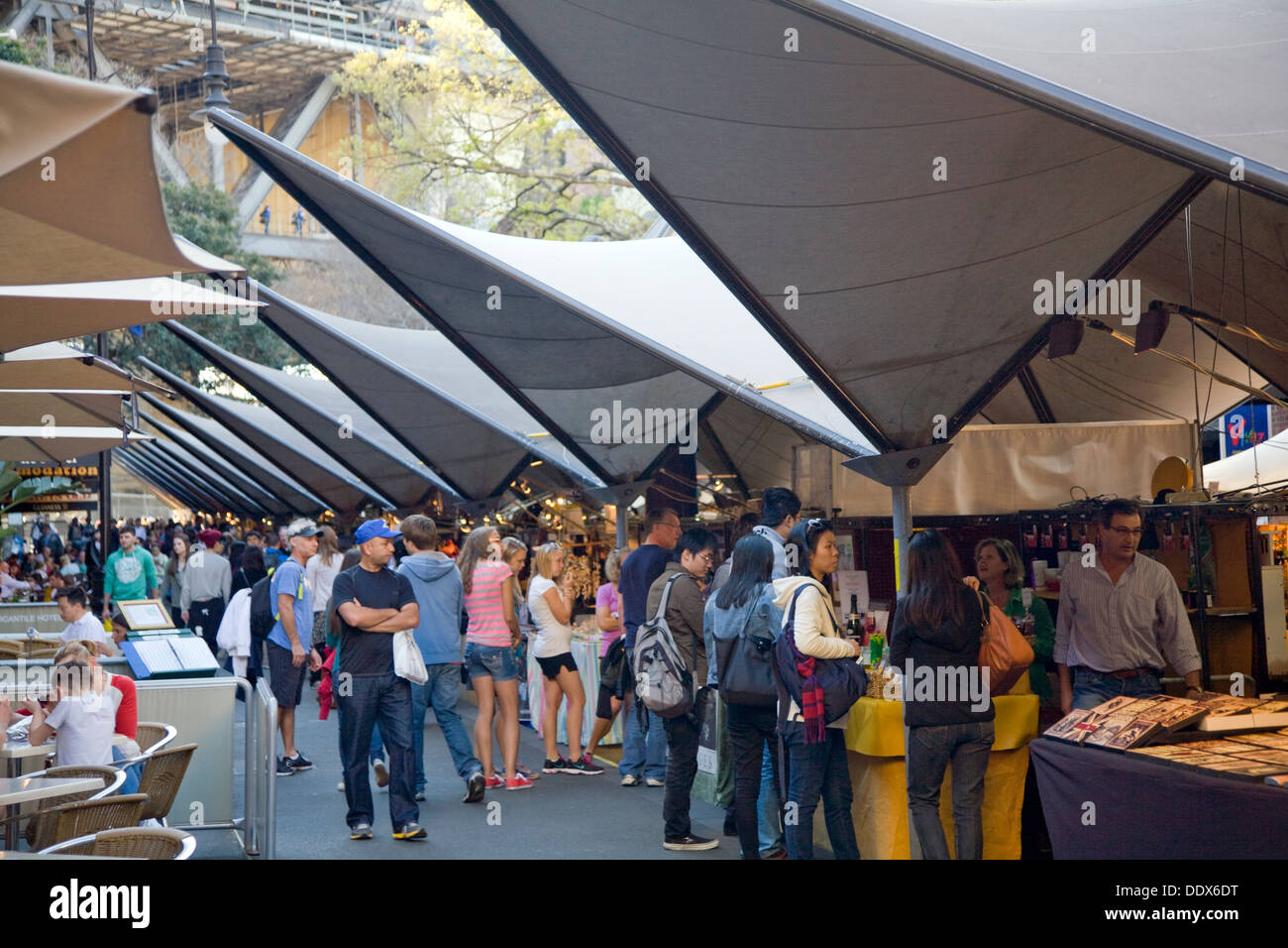 market stalls in The Rocks area of Sydney on george street Stock Photo