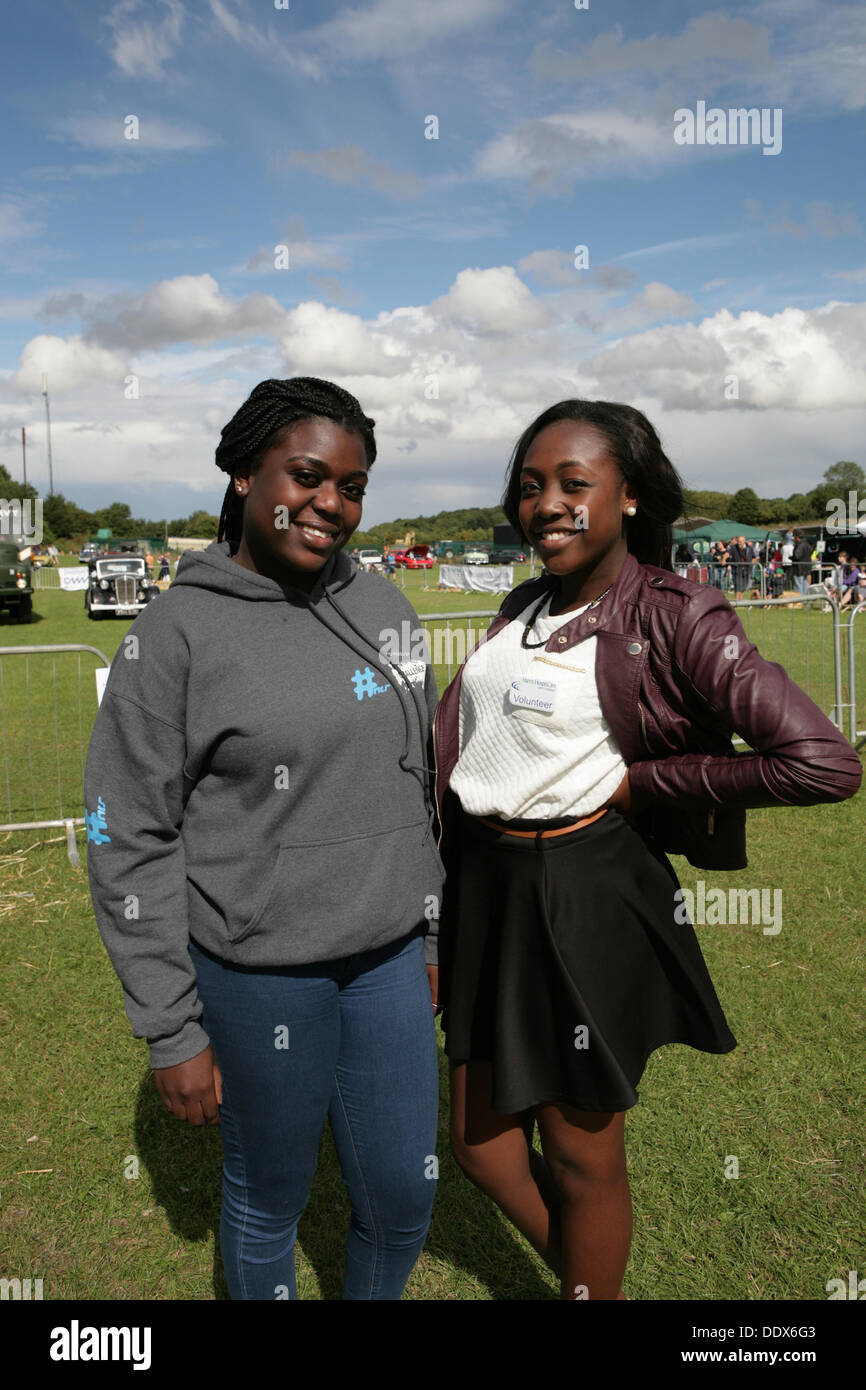 Orpington,UK,8th September 2013,Two volunteers at the Harris Hospiscare Classic Car sho Credit: Keith Larby/Alamy Live News Stock Photo