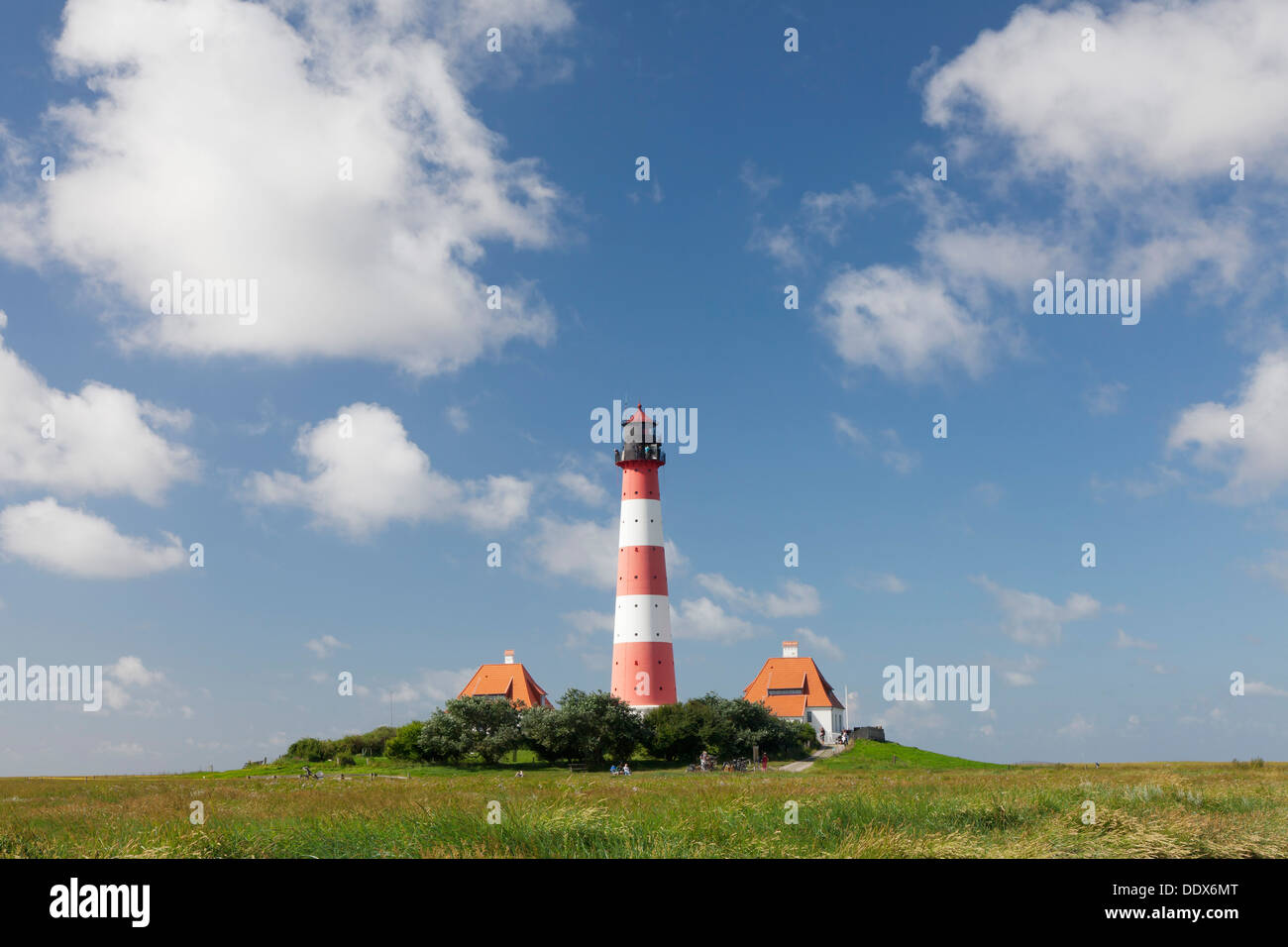 Westerheversand Lighthouse, Westerhever, Eiderstedt Peninsula, Schleswig Holstein, Germany Stock Photo