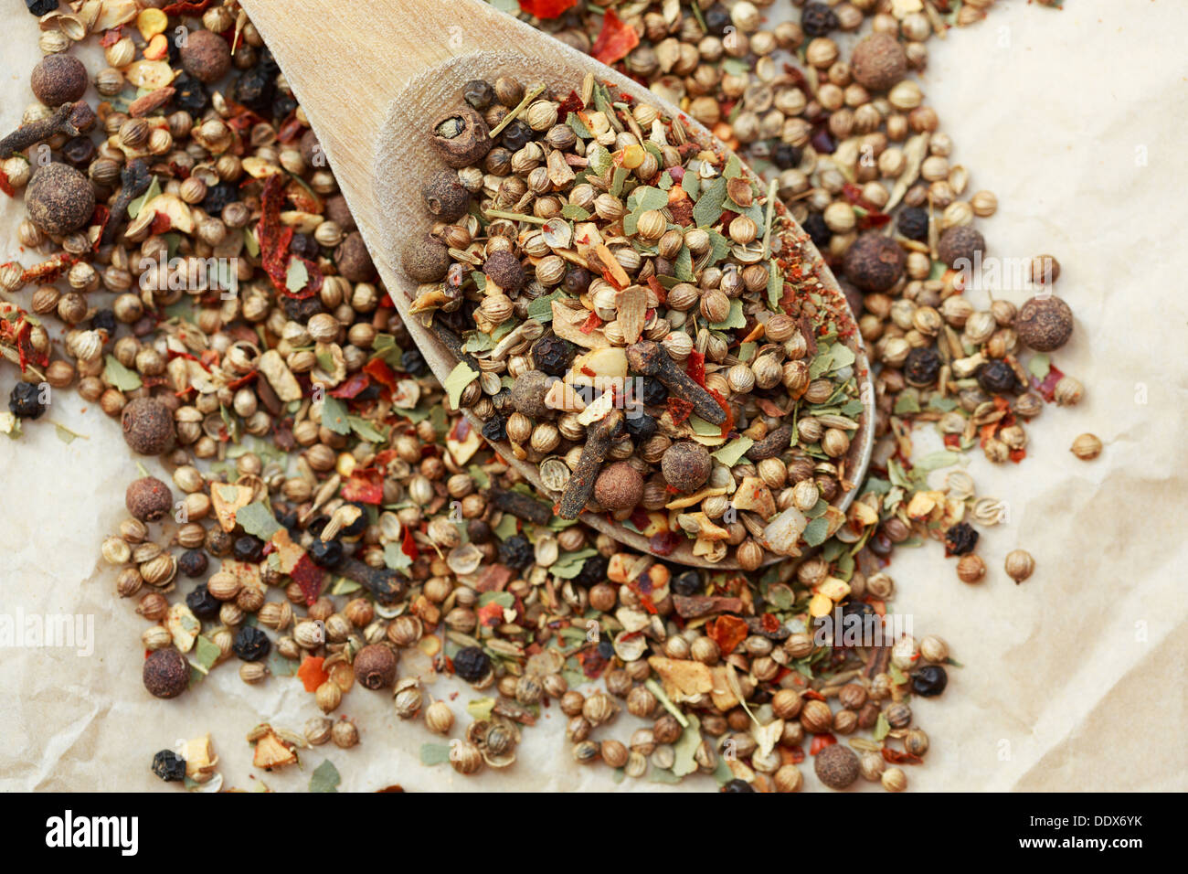 Garam masala ingredients on a spoon Stock Photo Alamy