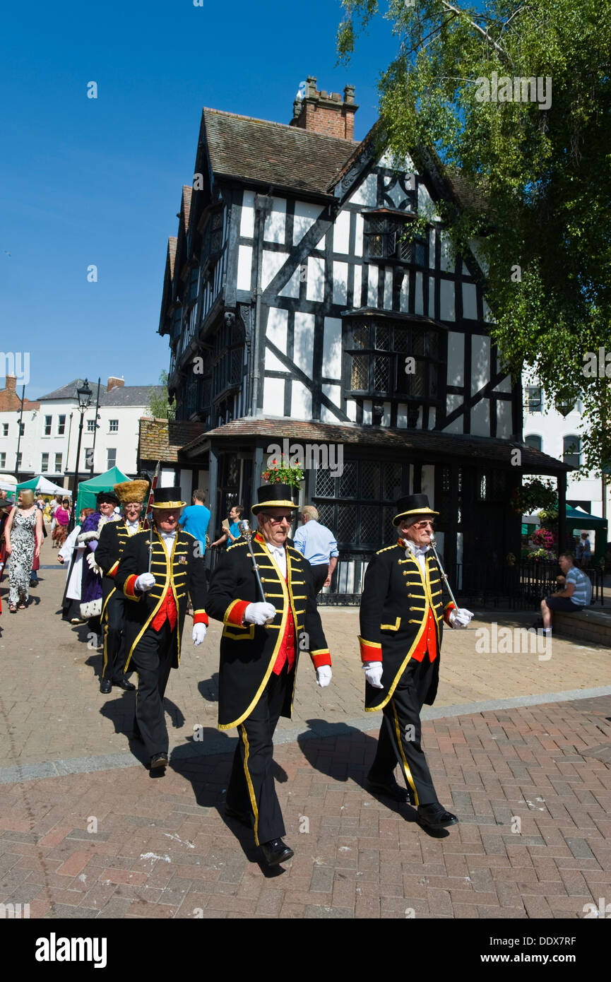 Mayor's civic procession walking past The Old House at High Town in Hereford Herefordshire England UK Stock Photo