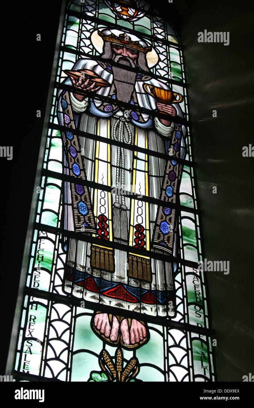 Stained Glass window at St. Edmunds Catholic Church, Beckenham Stock Photo