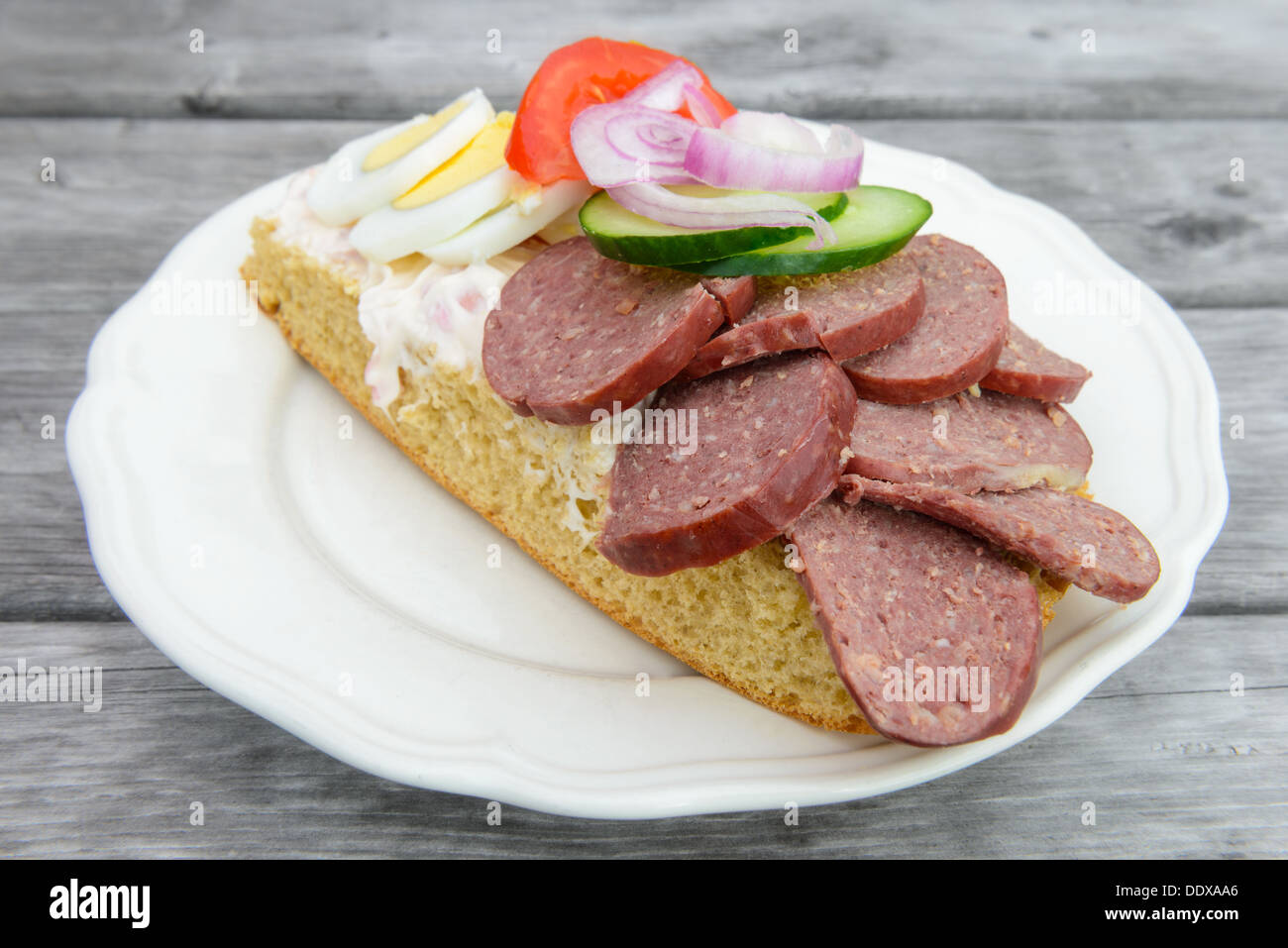 Open sandwich, Torsång, Dalarna, Sweden Stock Photo