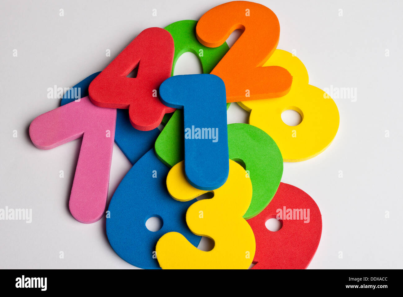 Pile of foam colored numbers Stock Photo