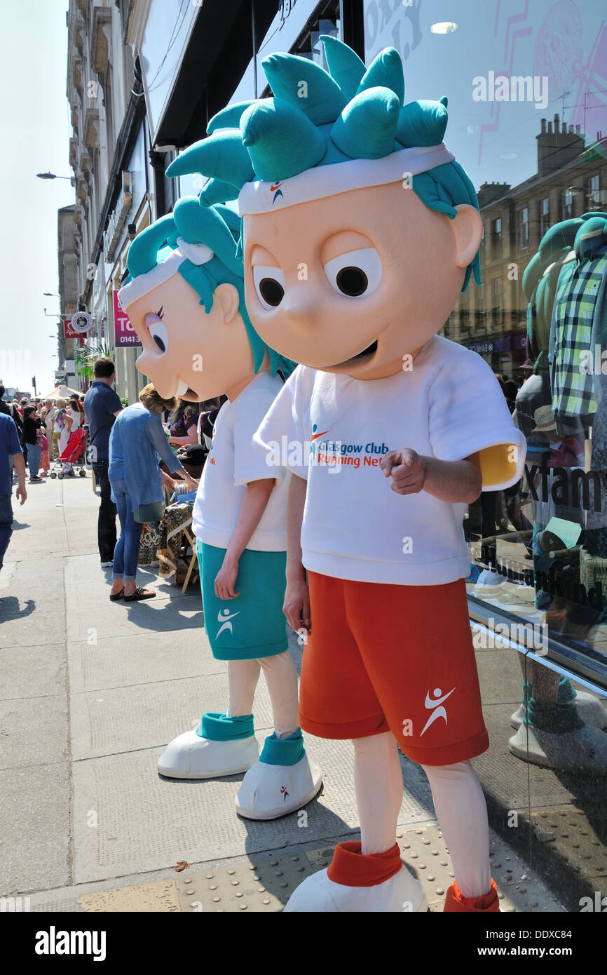 Cartoon characters promoting Glasgow club fitness centres Stock Photo