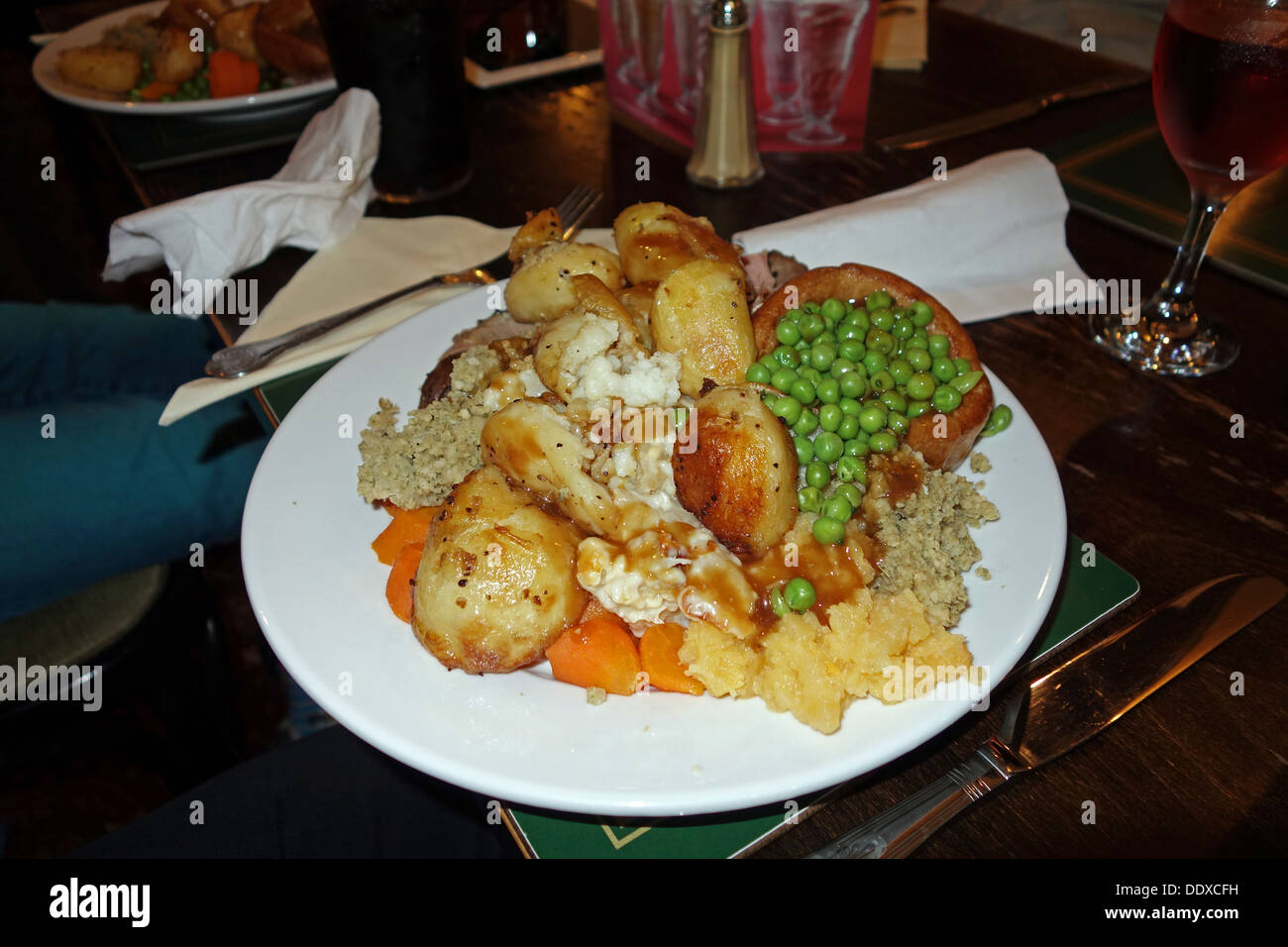 A typical english sunday roast lunch Stock Photo