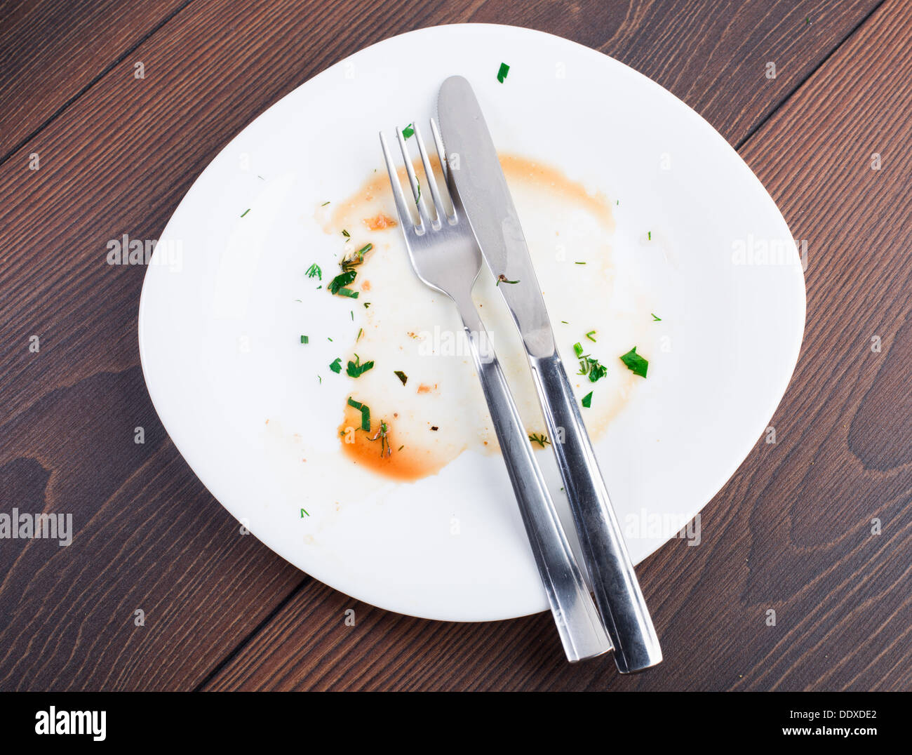 Empty plate left after dinner Stock Photo Alamy