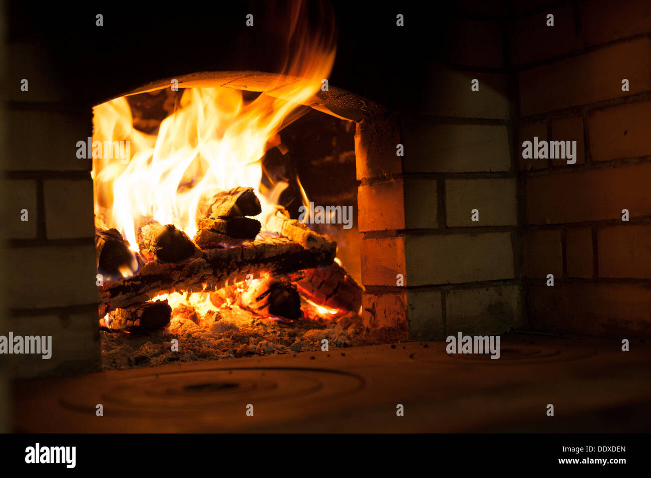 A traditional Russian wood fire oven. Stock Photo