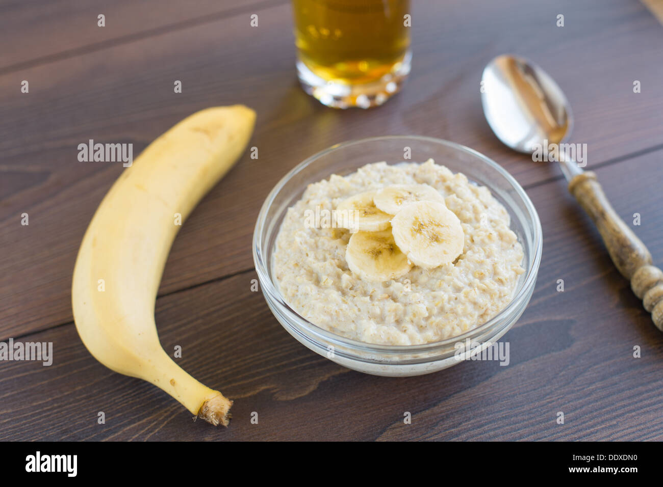 Oat porridge with banana Stock Photo Alamy