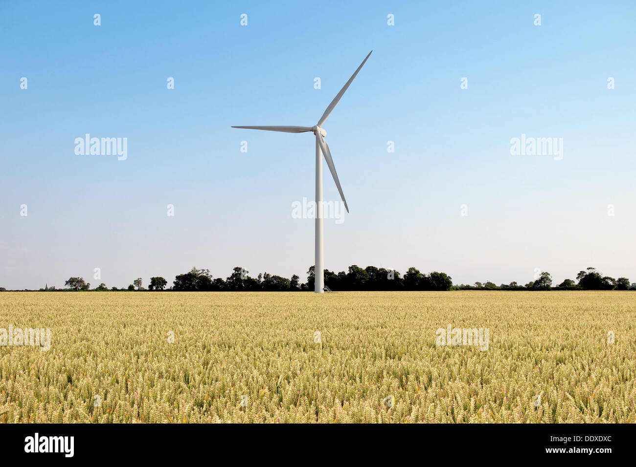 A Wind Turbine with Blue Sky and Countryside Stock Photo - Alamy