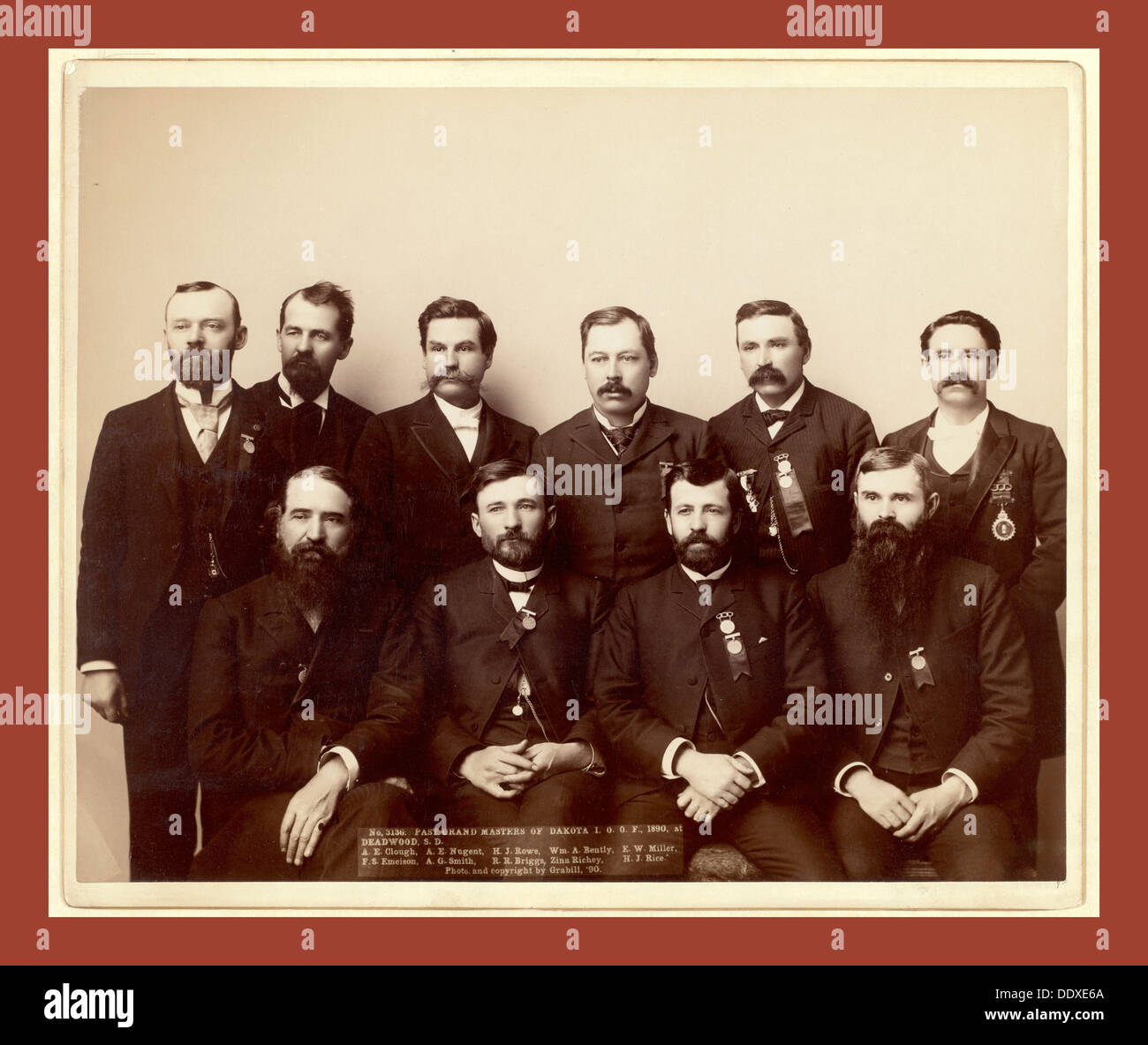 Past Grand Masters of Dakota I.O.O. F., 1890, at Deadwood Stock Photo