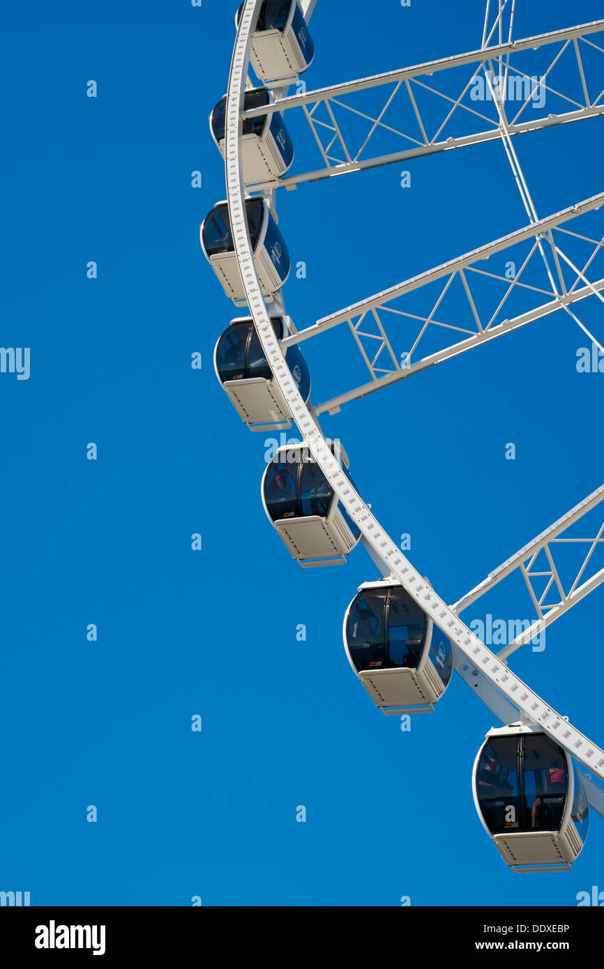 Ferris Wheel against blue sky, Seattle, Washington Stock Photo
