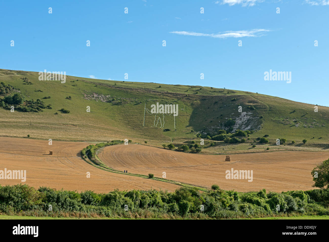 Lanscape View Of The Long Man Of Wilmington, Wilmington,East Sussex, England, Uk Stock Photo