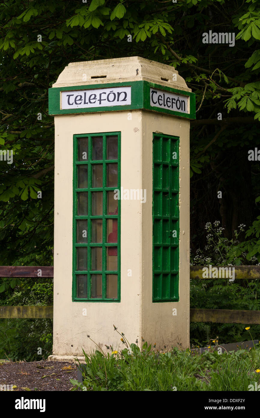 An old irish green phone box Stock Photo - Alamy