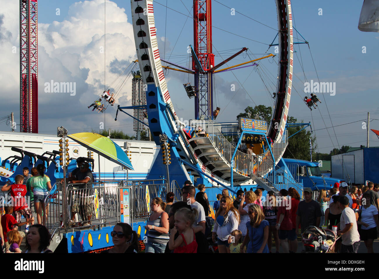 Carnival Rides and people. Canfield Fair. Mahoning County Fair