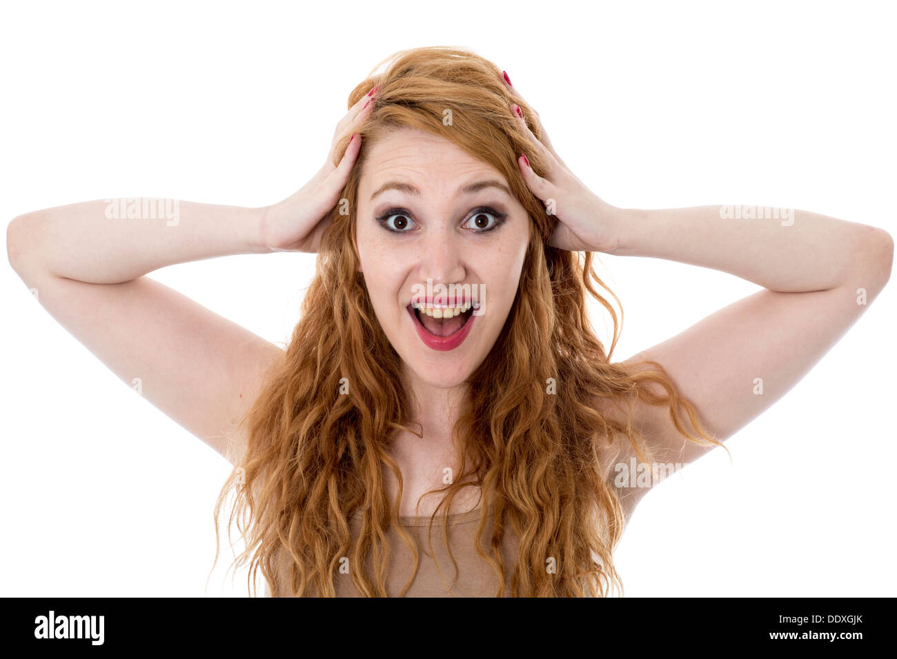 Ginger young excited woman hi-res stock photography and images - Alamy