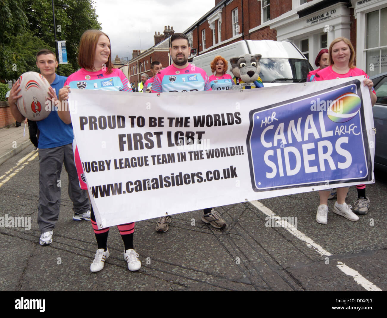 Canalsiders, Warrington LGBT Pride event , September in Town Centre, Cheshire, England, UK Stock Photo