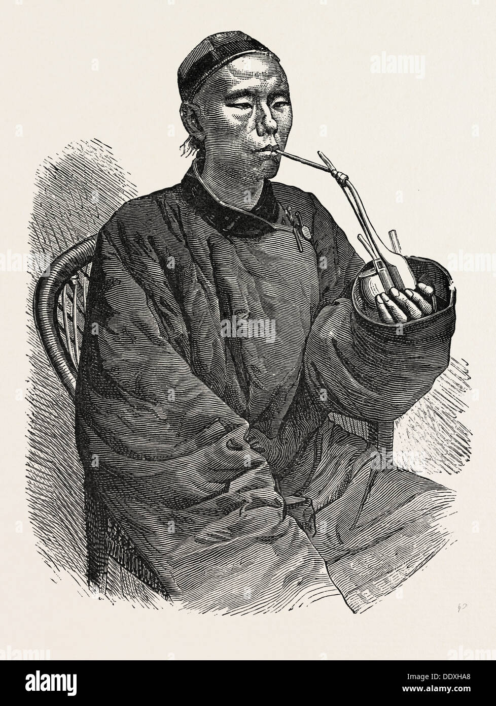 A TRADESMAN OF TIEN-TSIN, THE TREATY PORT OF THE PROVINCE OF PE-CHILI, CHINA Stock Photo