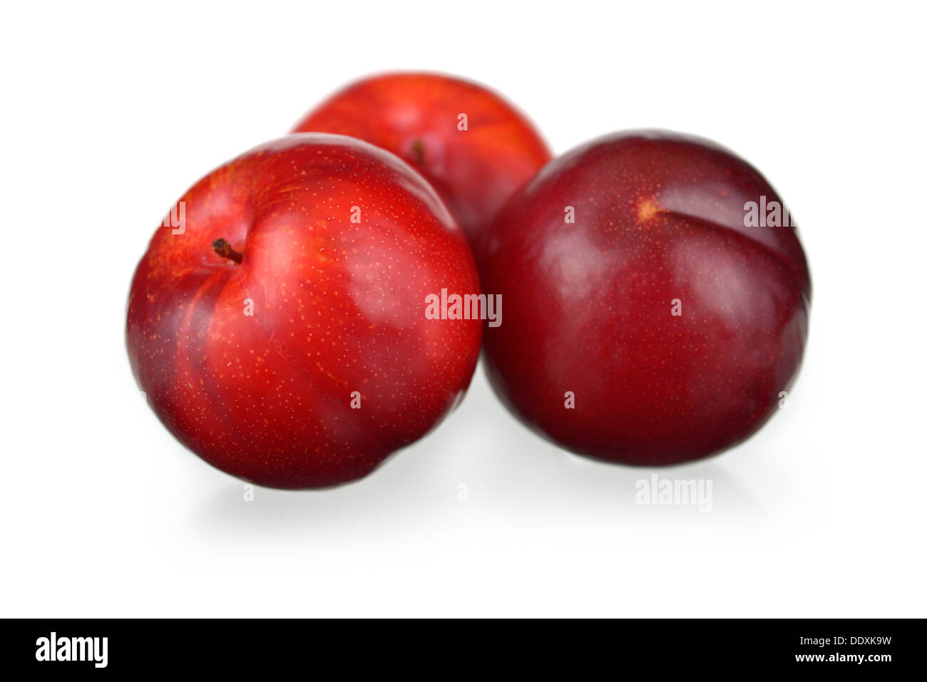 Plums, Plum, Whole Red Plums Stock Photo