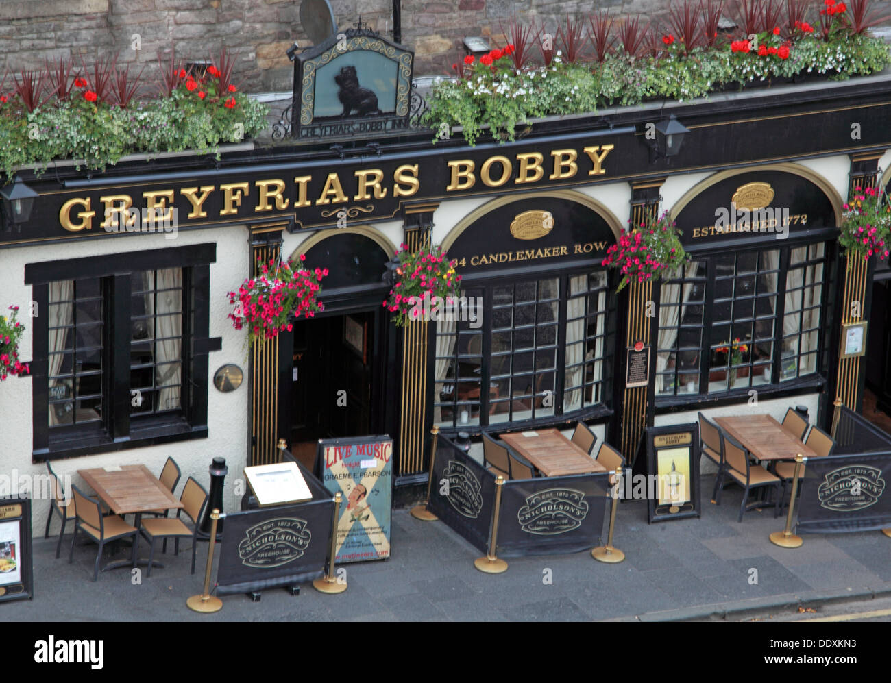 Greyfriars Pub from above, Edinburgh Capital City, Scotland UK Stock Photo