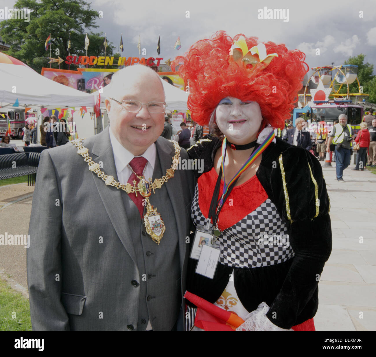 Mayor Peter Carey & Clair Haslam at Warrington Pride September 2013 Cheshire England UK WA1 Stock Photo