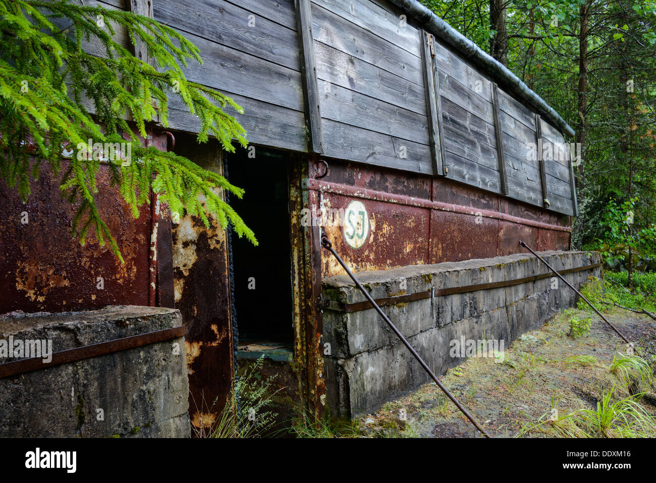 Abandoned bus, Orsa, Dalarna, Sweden Stock Photo