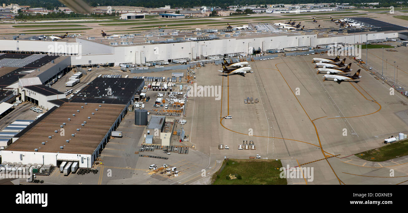 aerial photograph,Worldport, UPS air hub, Louisville International Airport, Sandiford Field, SDF, Louisville, Kentucky Stock Photo