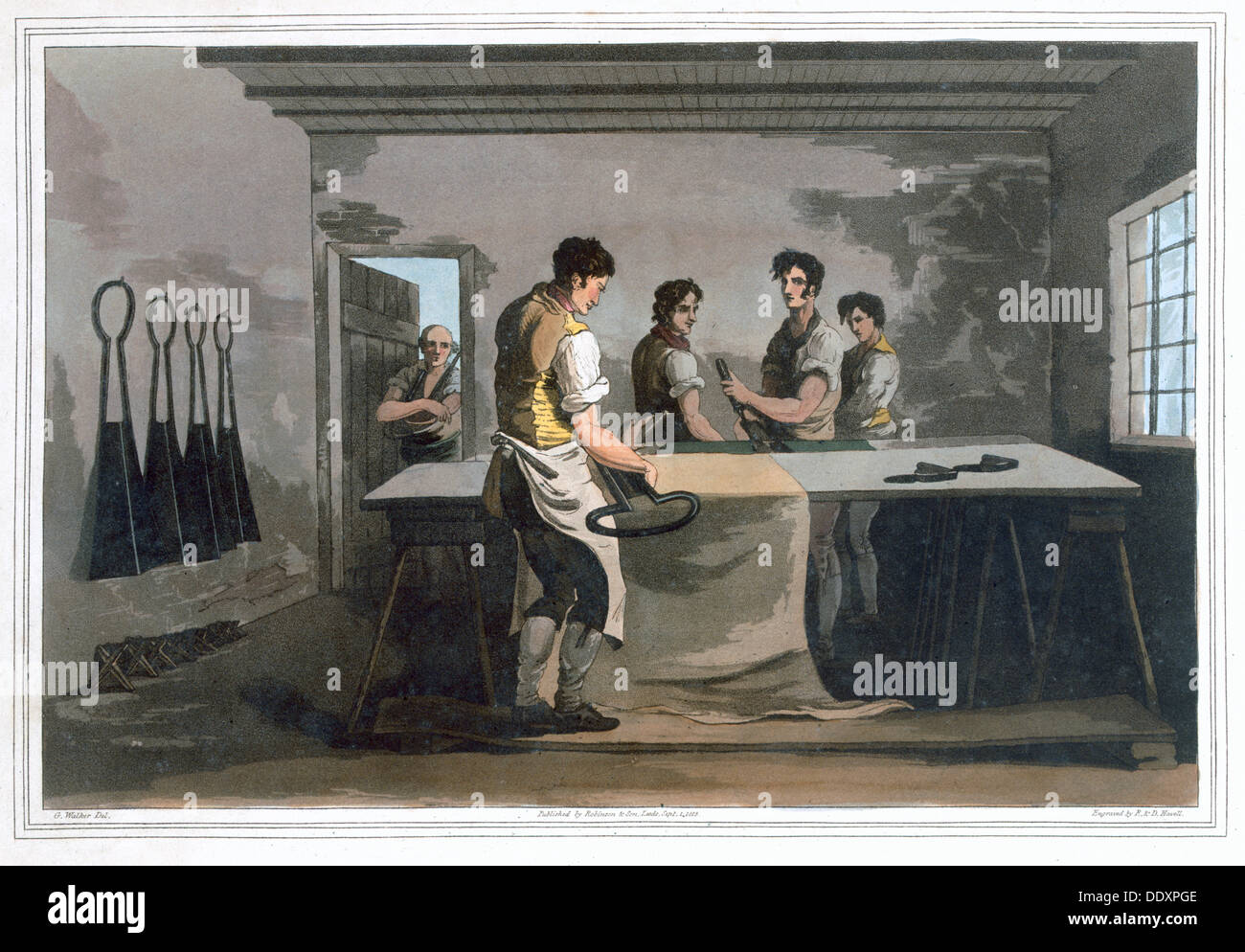 Cloth Dressers, 1814. Artist: Robert Havell Stock Photo