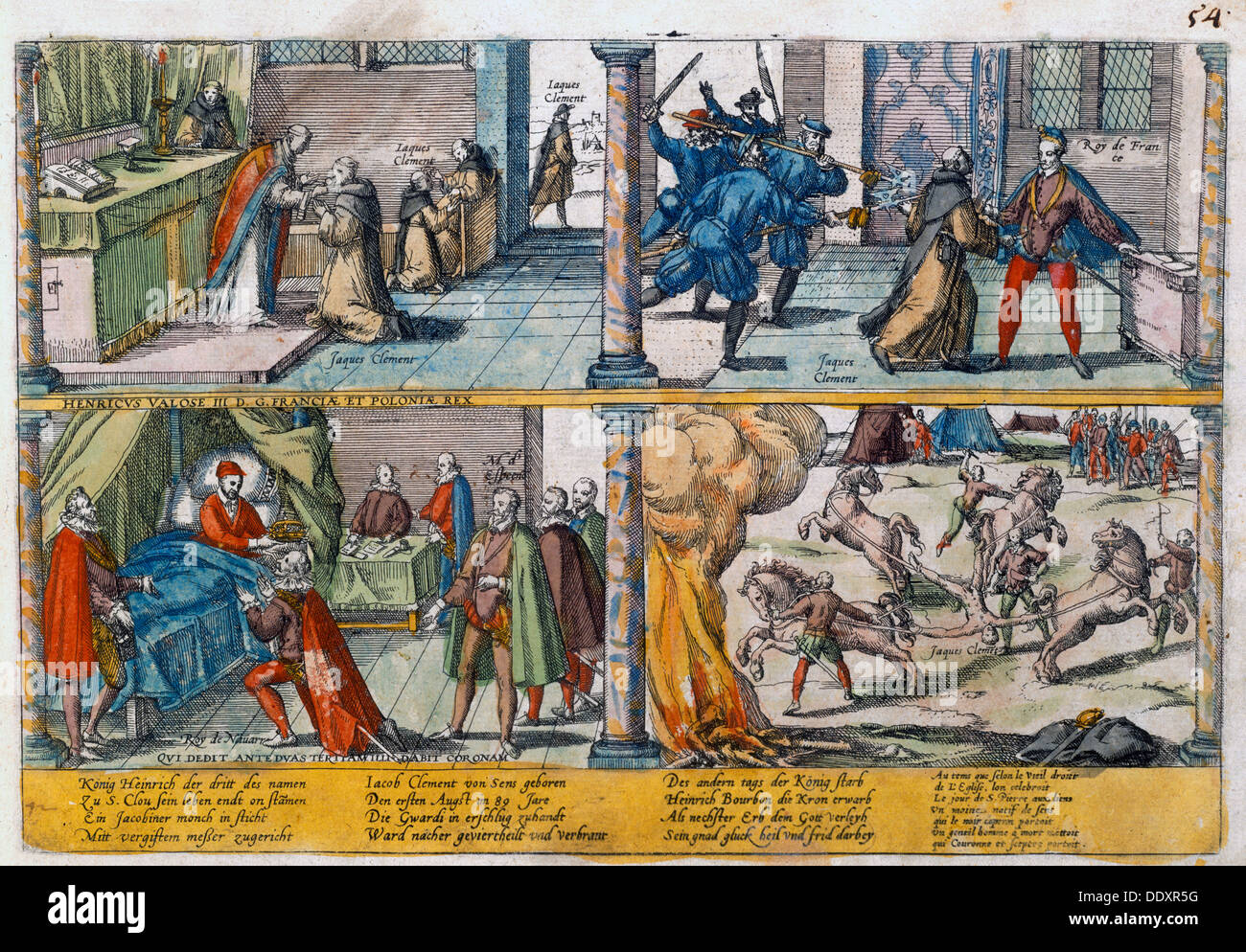 The assassination of Henry III of France, 1589. Artist: Unknown