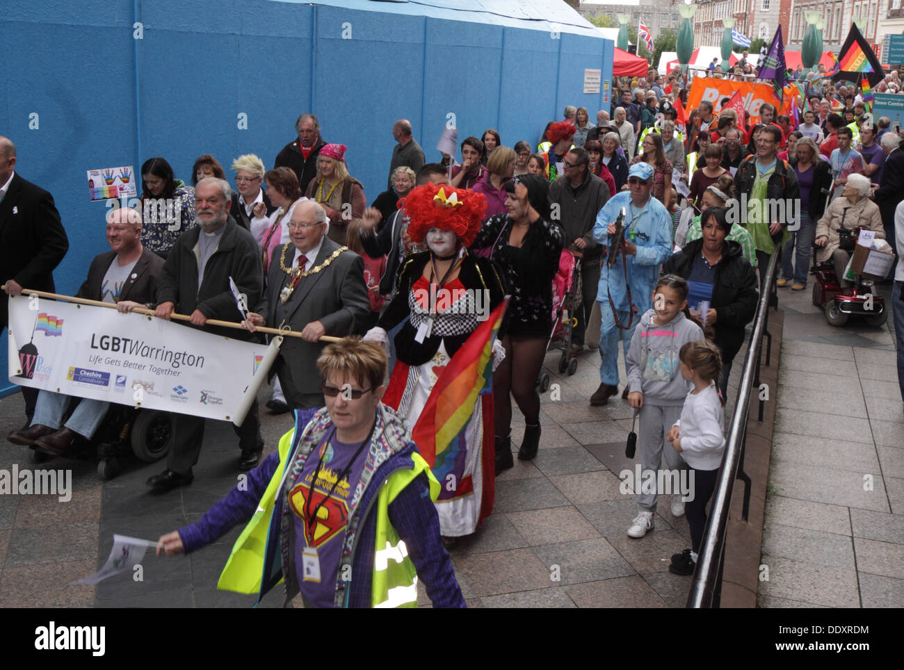 Sankey St crowds at Warrington Pride September 2013 Cheshire England UK WA1 Stock Photo