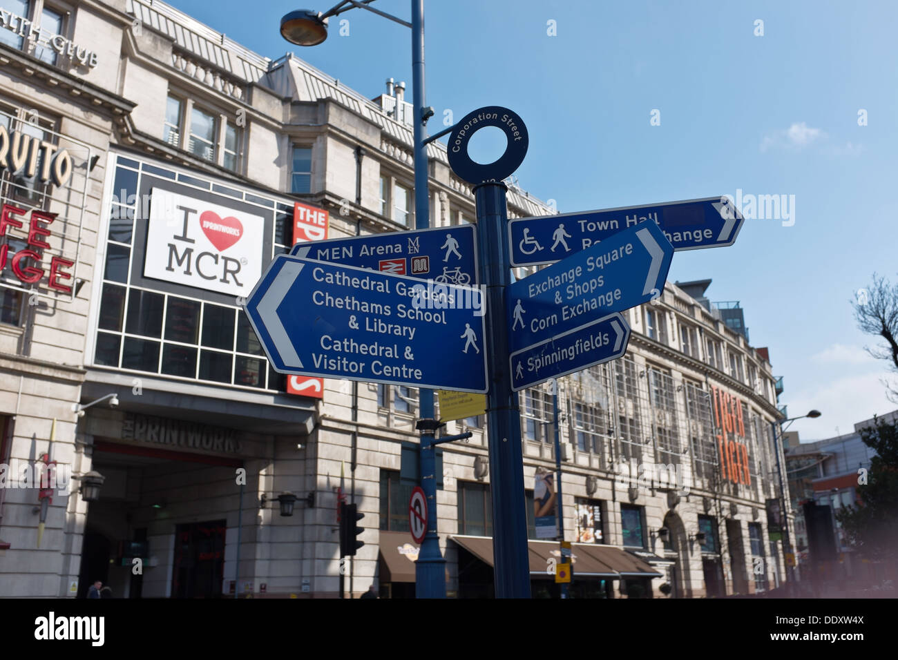 Street signpost, Corporation Street, Manchester UK Stock Photo