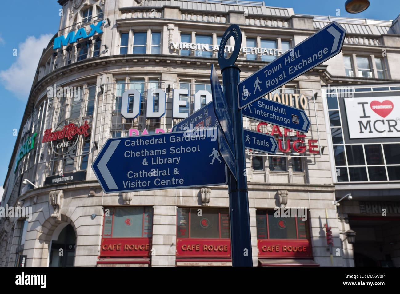 Street signpost, Corporation Street, Manchester UK Stock Photo