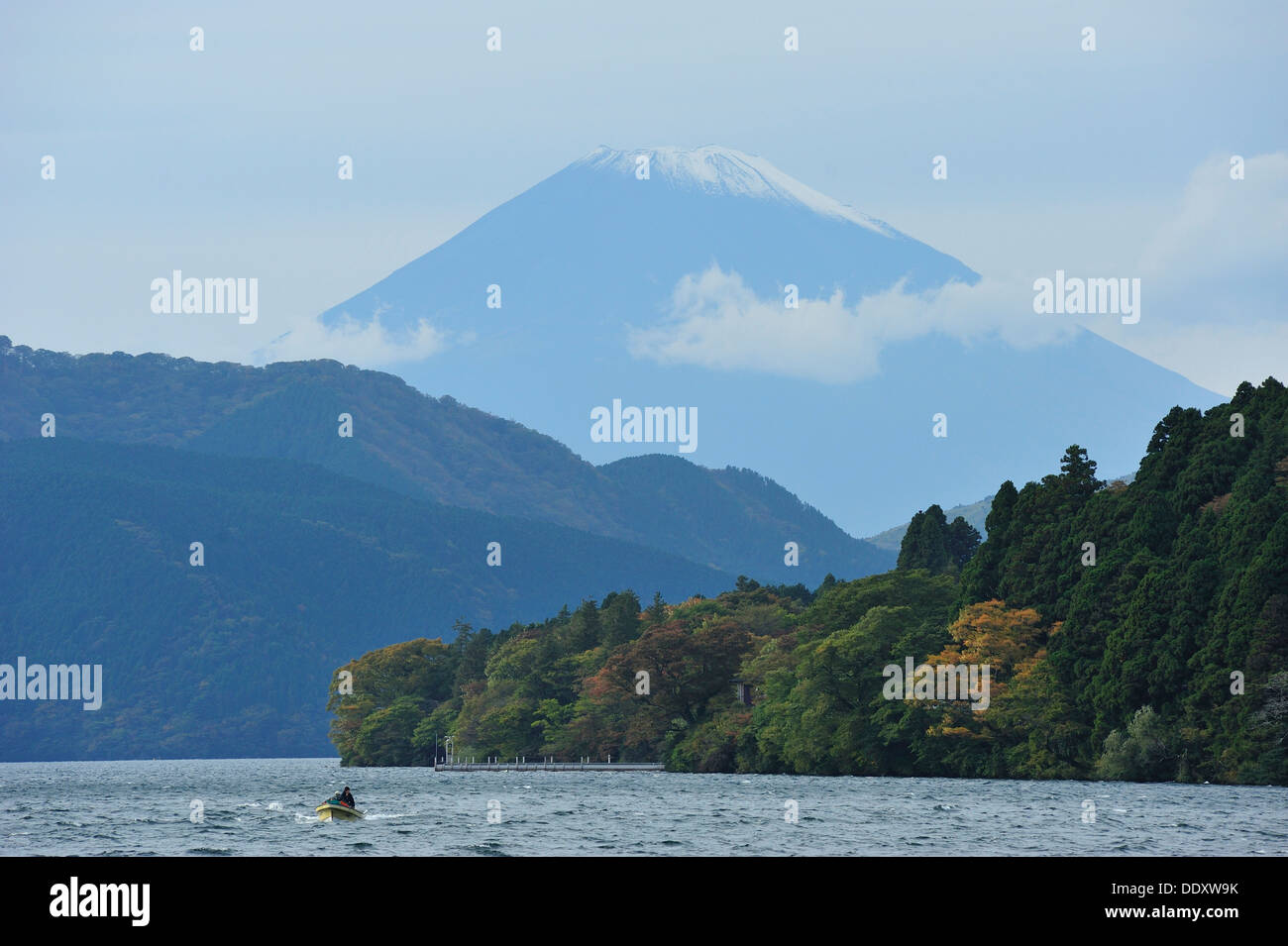 Mount Fuji and Lake Ashi, Japan Stock Photo