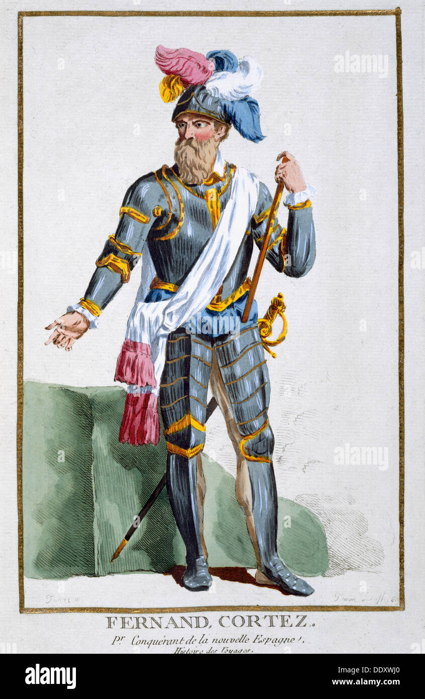 Hernan Cortes, Spanish conquistador, (1780). Artist: Pierre Duflos Stock Photo