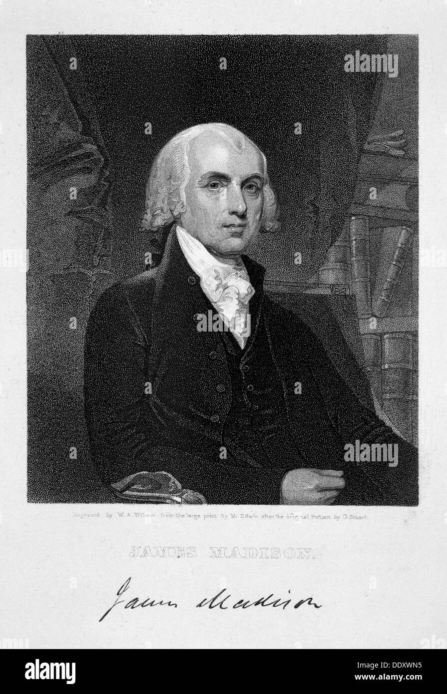 James Madison, 4th President of the the United States of America, (19th century). Artist: William A Wilmer Stock Photo