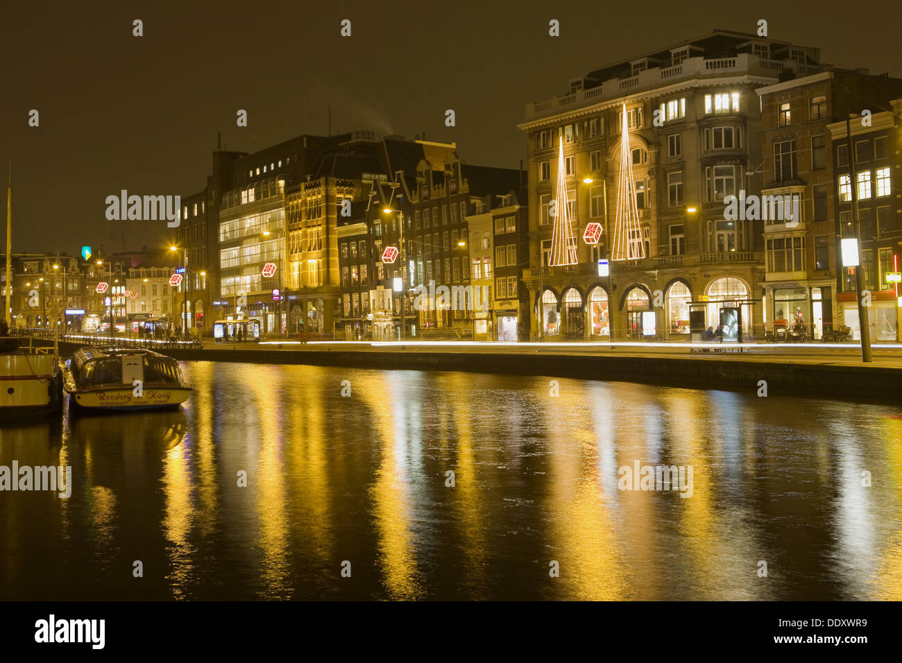 Rokin during Christmas time, Amsterdam, The Netherlands Stock Photo