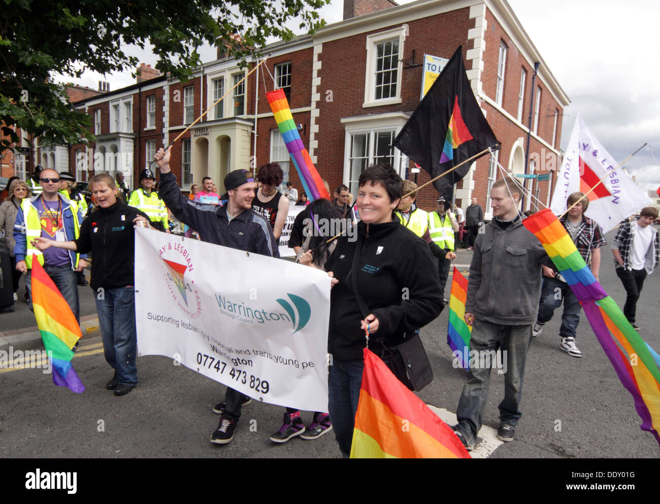 Crowd of WBC walkers at Warrington Pride September 2013 Cheshire England UK WA1 Stock Photo