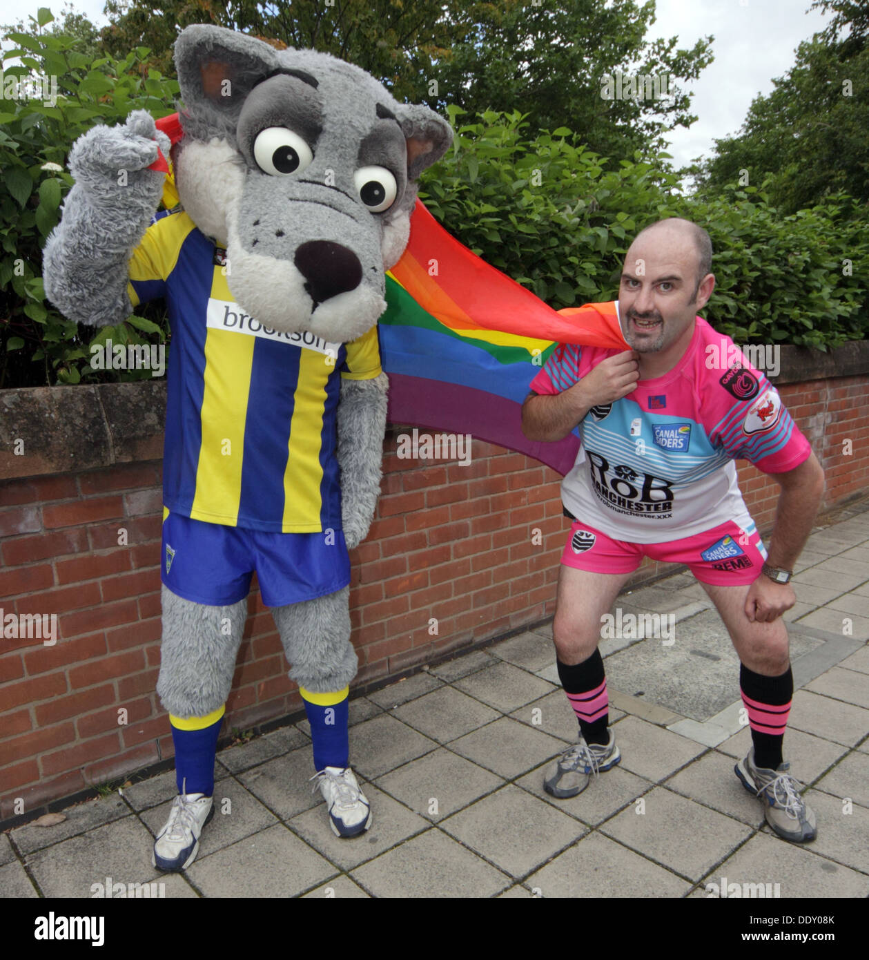 Wolves Wolfie & Canalsider at Warrington Pride September 2013 Cheshire England UK WA1 Stock Photo