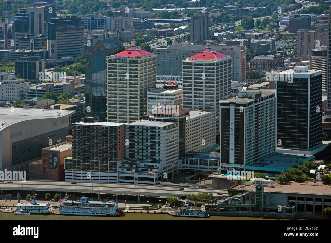 aerial photograph downtown Ohio riverfront Louisville, Kentucky Stock Photo