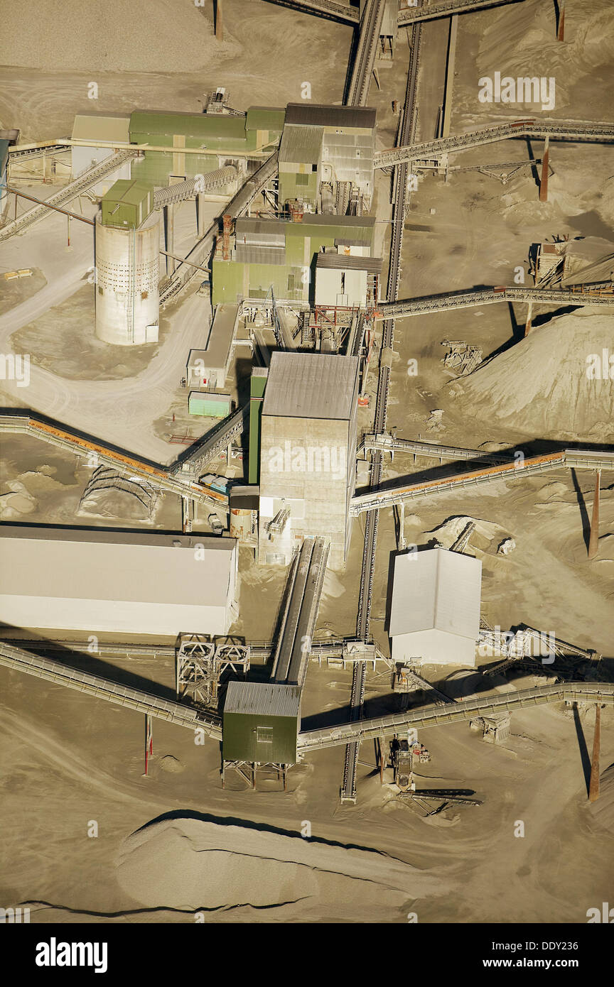 Limestone mining, industry, factory, aerial view. Gotland. Sweden Stock