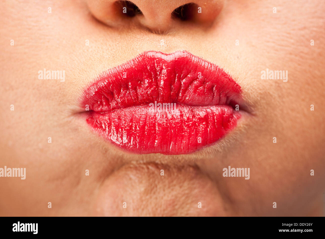 Pretty Female Model lips pouting Stock Photo Alamy