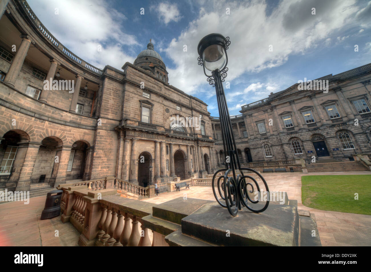 Edinburgh University South College Lothian Scotland UK wide view with antique lamp Stock Photo