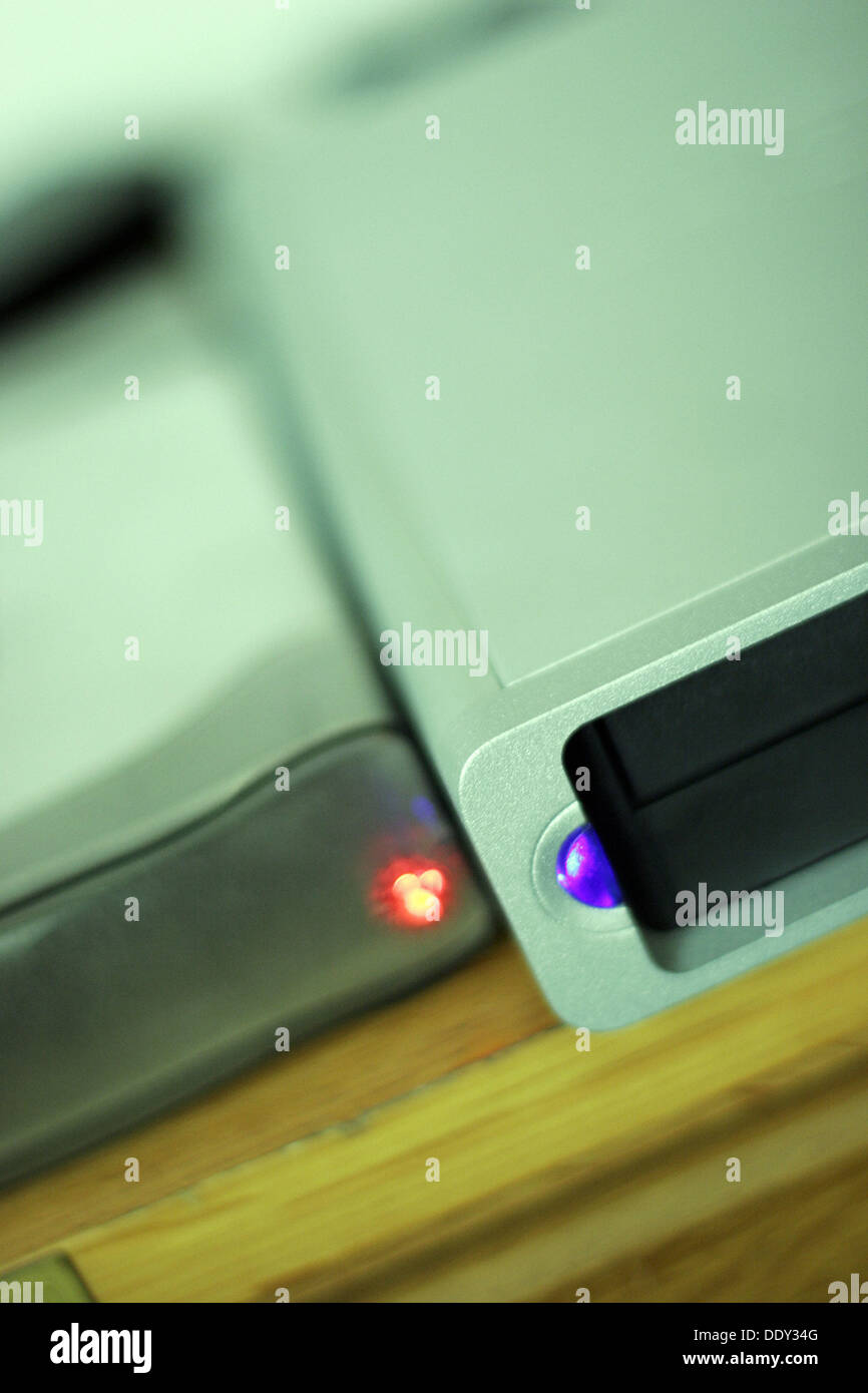 Different electronic devices (external hard drive and DVD recorder