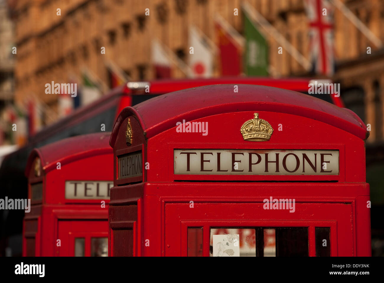 Traditional Red Telephone Boxes and Harrods Department Store, London